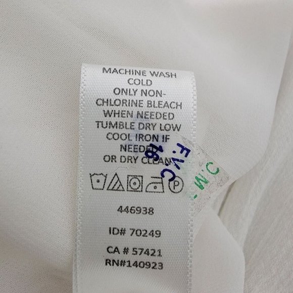 Ann Taylor Loft Peasant Top Size Tie Front Keyhole Neck Slit Sleeve Lined White - Picture 6 of 6